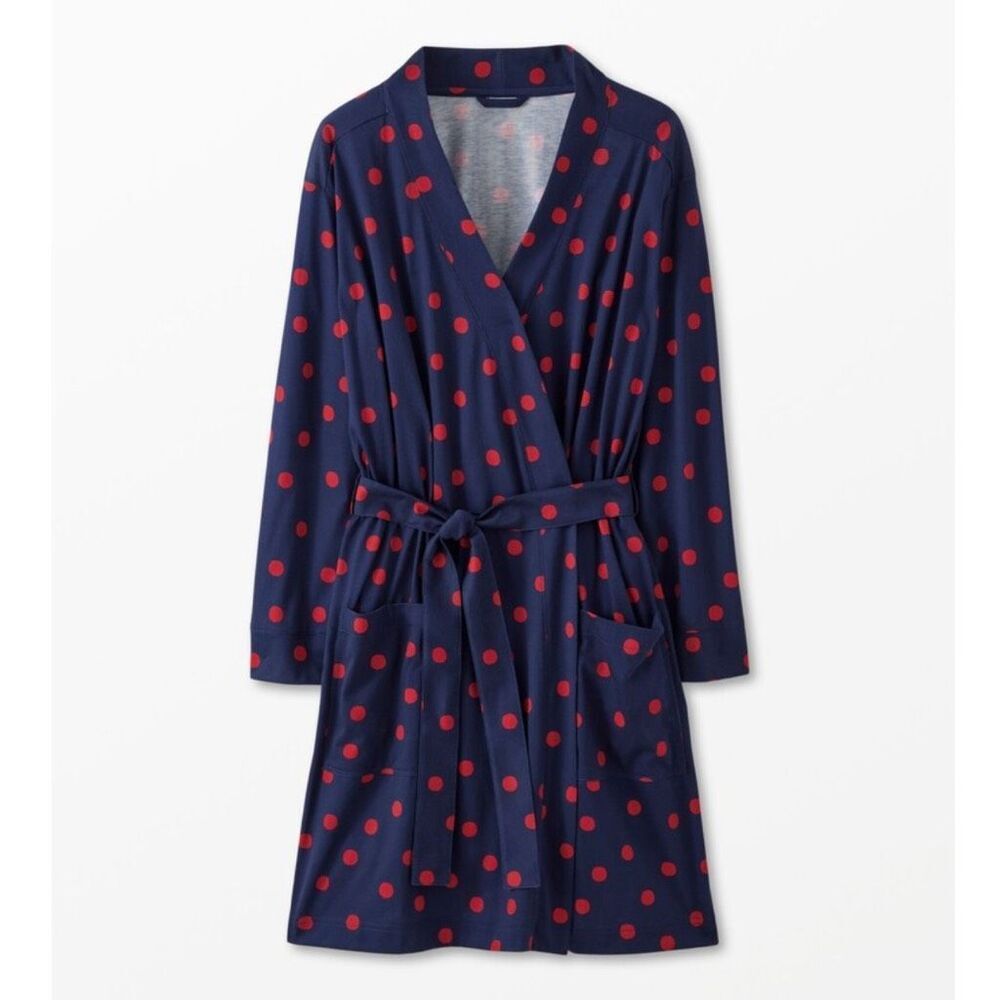 HANNA ANDERSSON | Navy Blue Red Robe Tie Belt Pima Cotton Jersey | Size XL